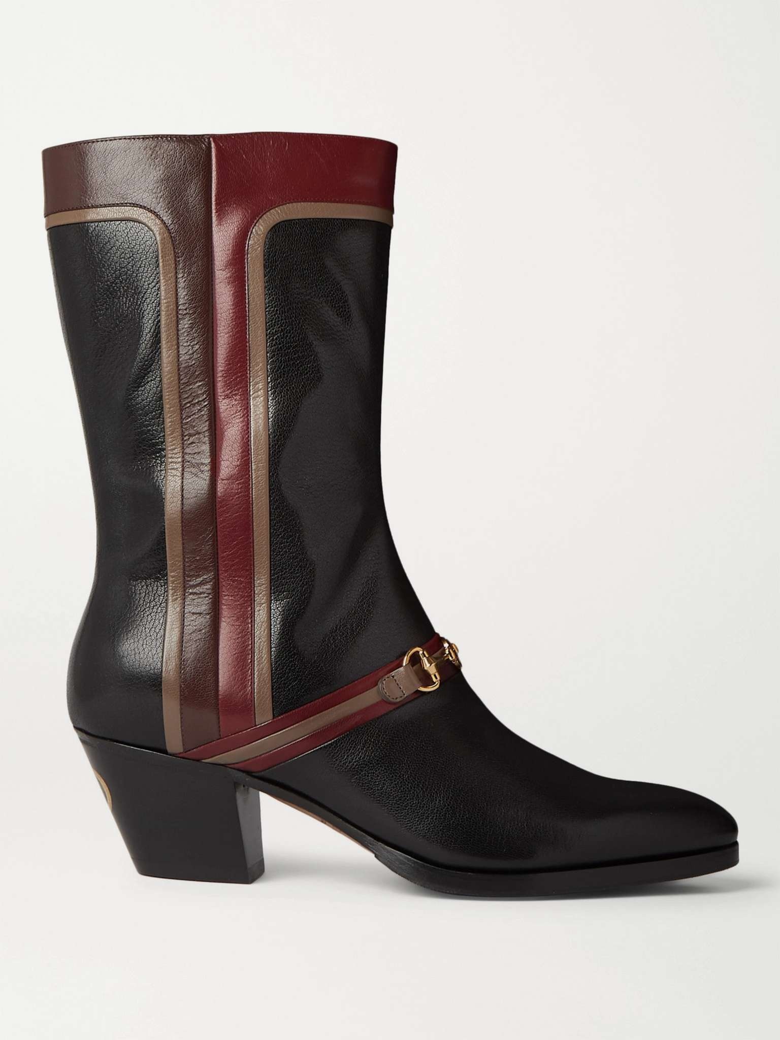 Horsebit Colour-Block Leather Boots - 1