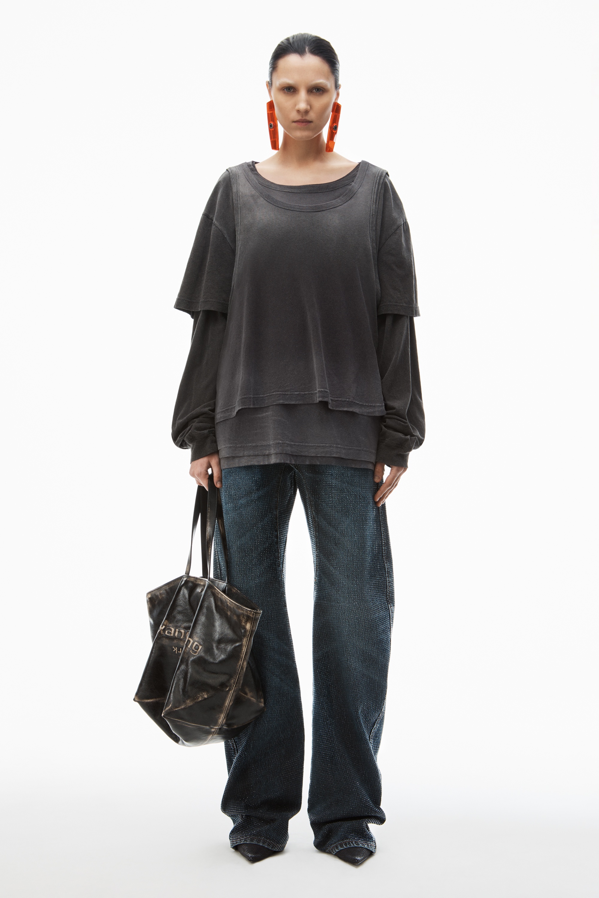 oversize triple-layer tee in cotton - 6