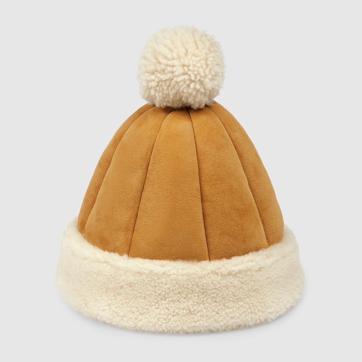 Suede hat with shearling trim - 4