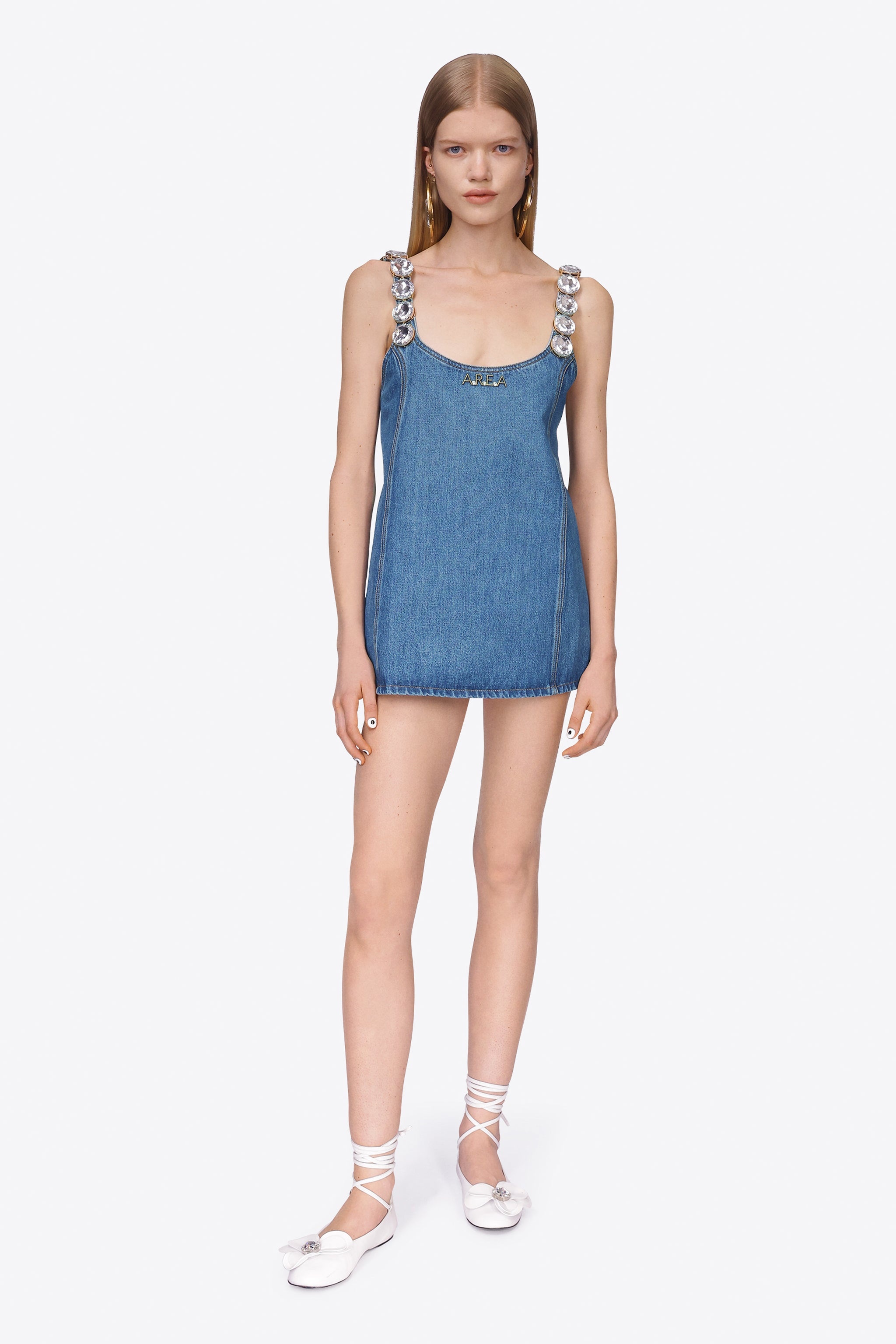 JUMBO CRYSTAL DENIM MINI DRESS - 4