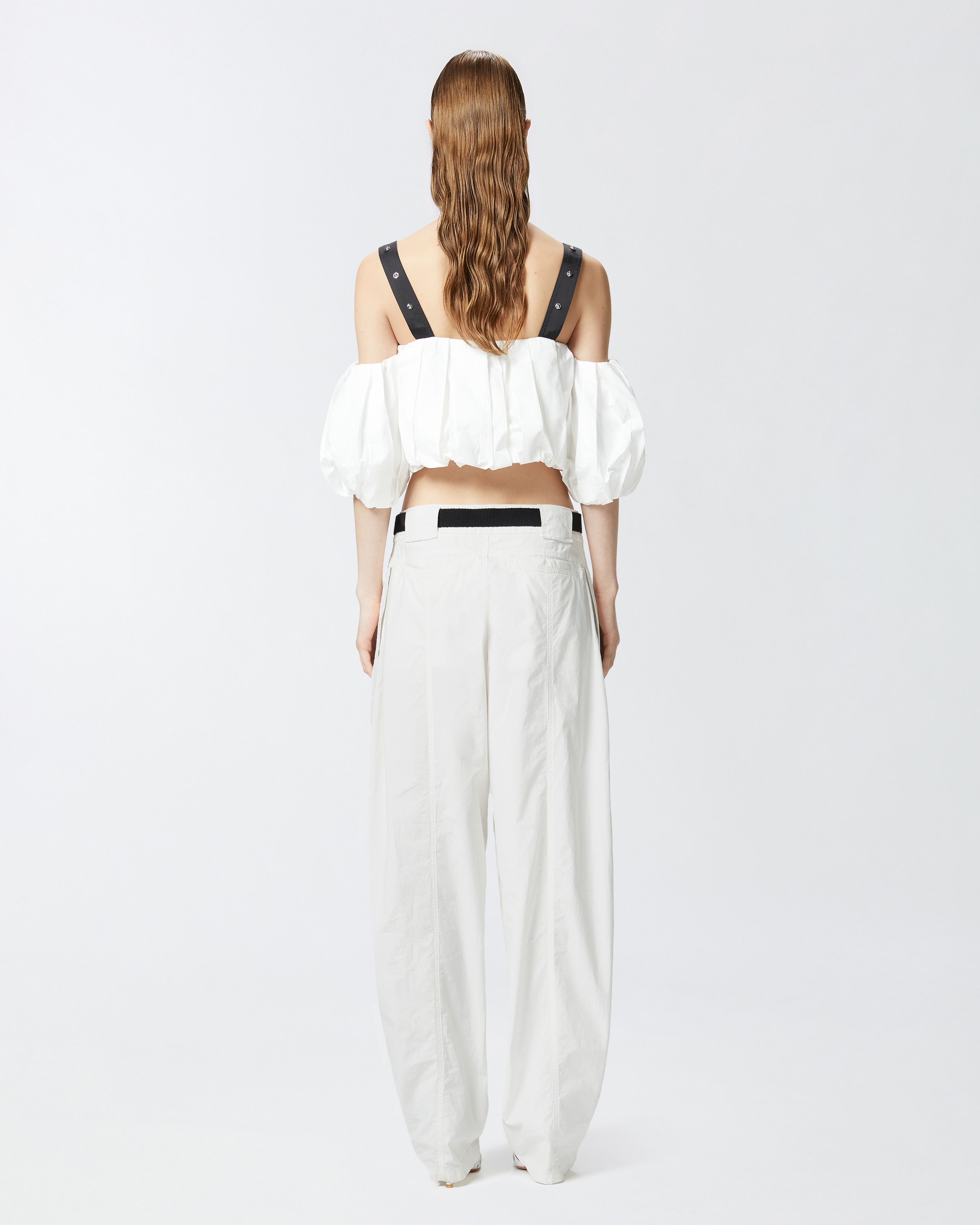 WIDE COTTON TROUSERS WITH BELT - 4