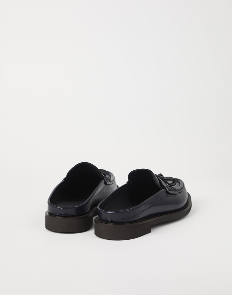 Brunello Cucinelli Minimal calfskin mules with shiny tassels outlook