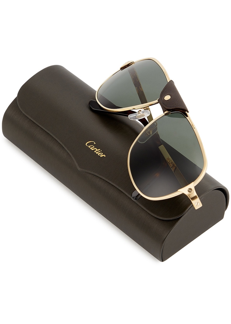 Cartier Santos De Cartier Gold-tone Aviator-style Sunglasses - 6