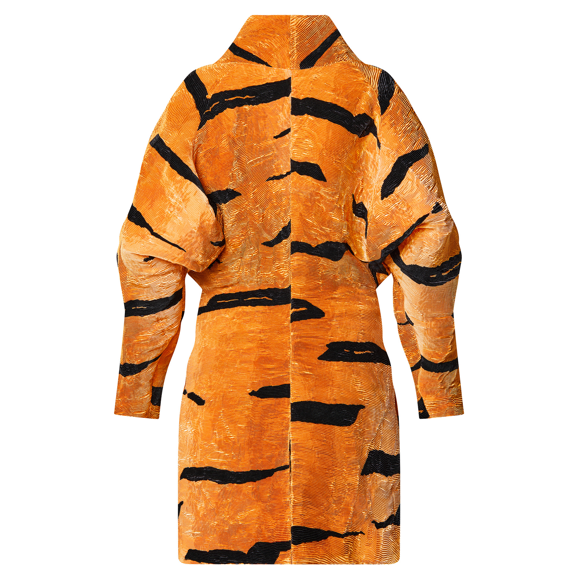 Pleated Tiger Print Coat - 3
