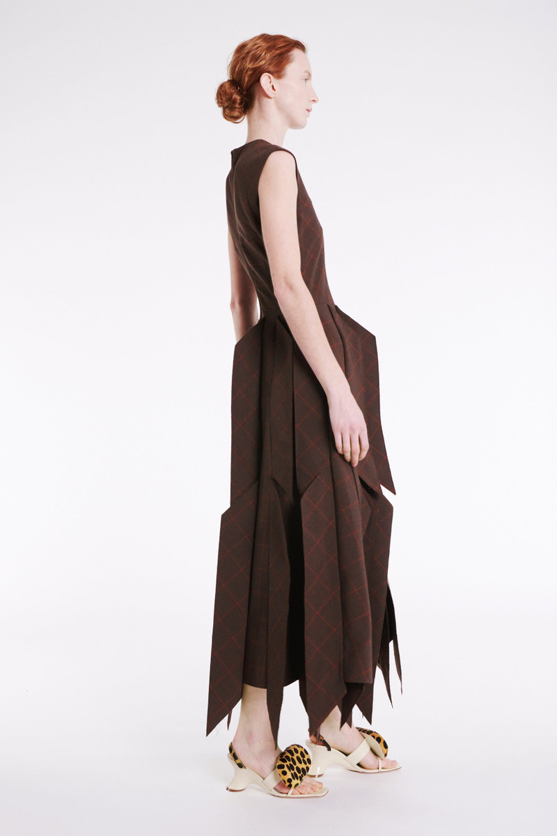 DRESS WITH PANEL BROWN CHECK 3