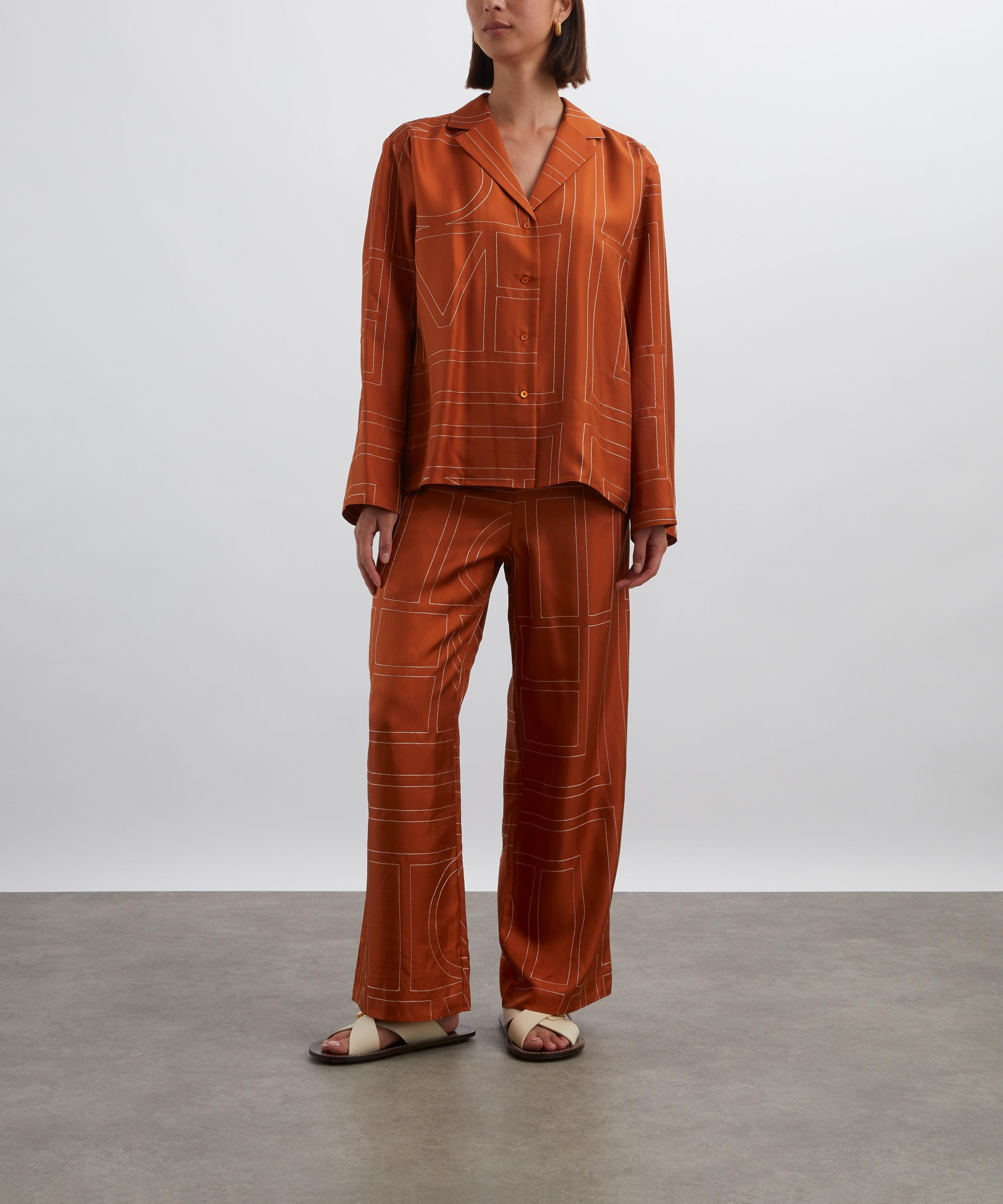 Terracotta Monogram Silk Pyjama Bottoms - 2
