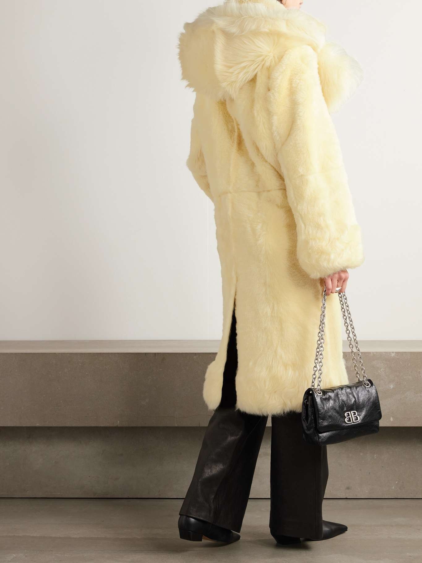 Fiona hooded paneled shearling coat - 4