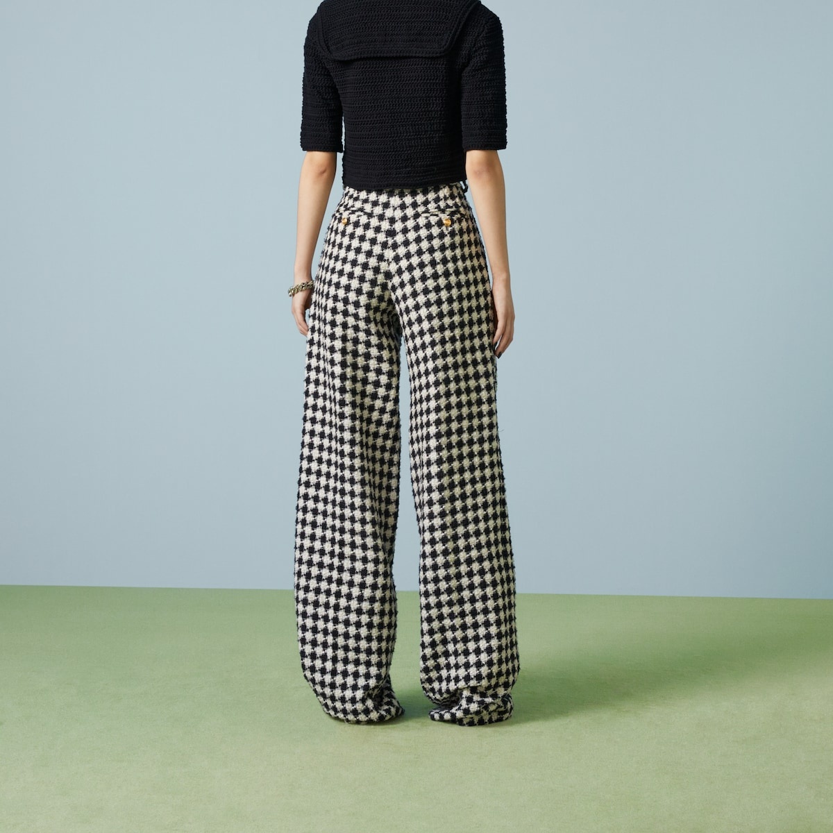 Gingham cotton tweed pant - 6