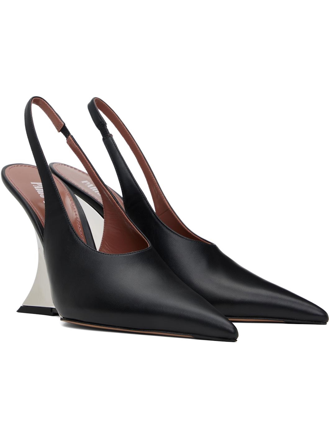 Black Nina Slingback Heels - 4