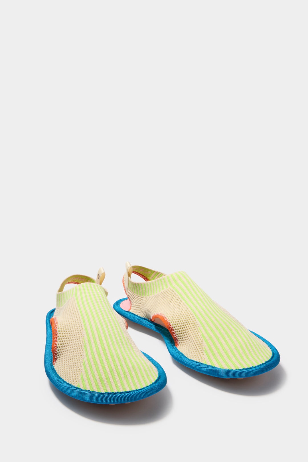 1000CHIODI KNIT FLAT SHOES / cream & light green - 2