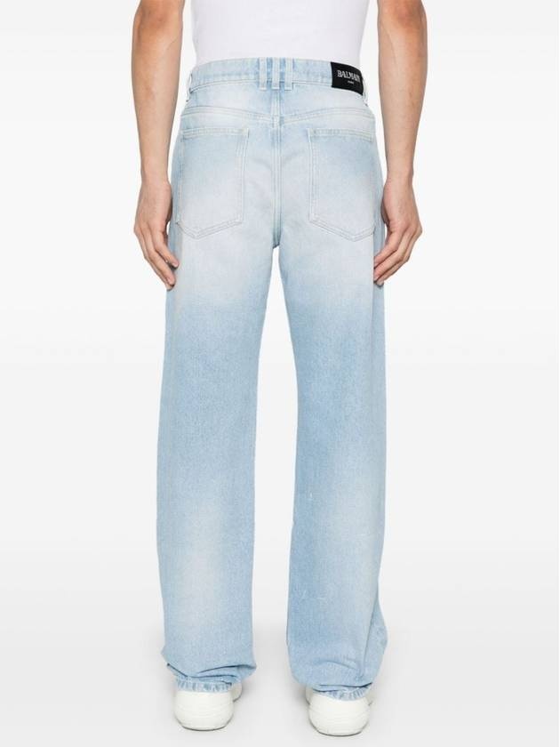 Washed Denim Straight Jeans Blue - 6