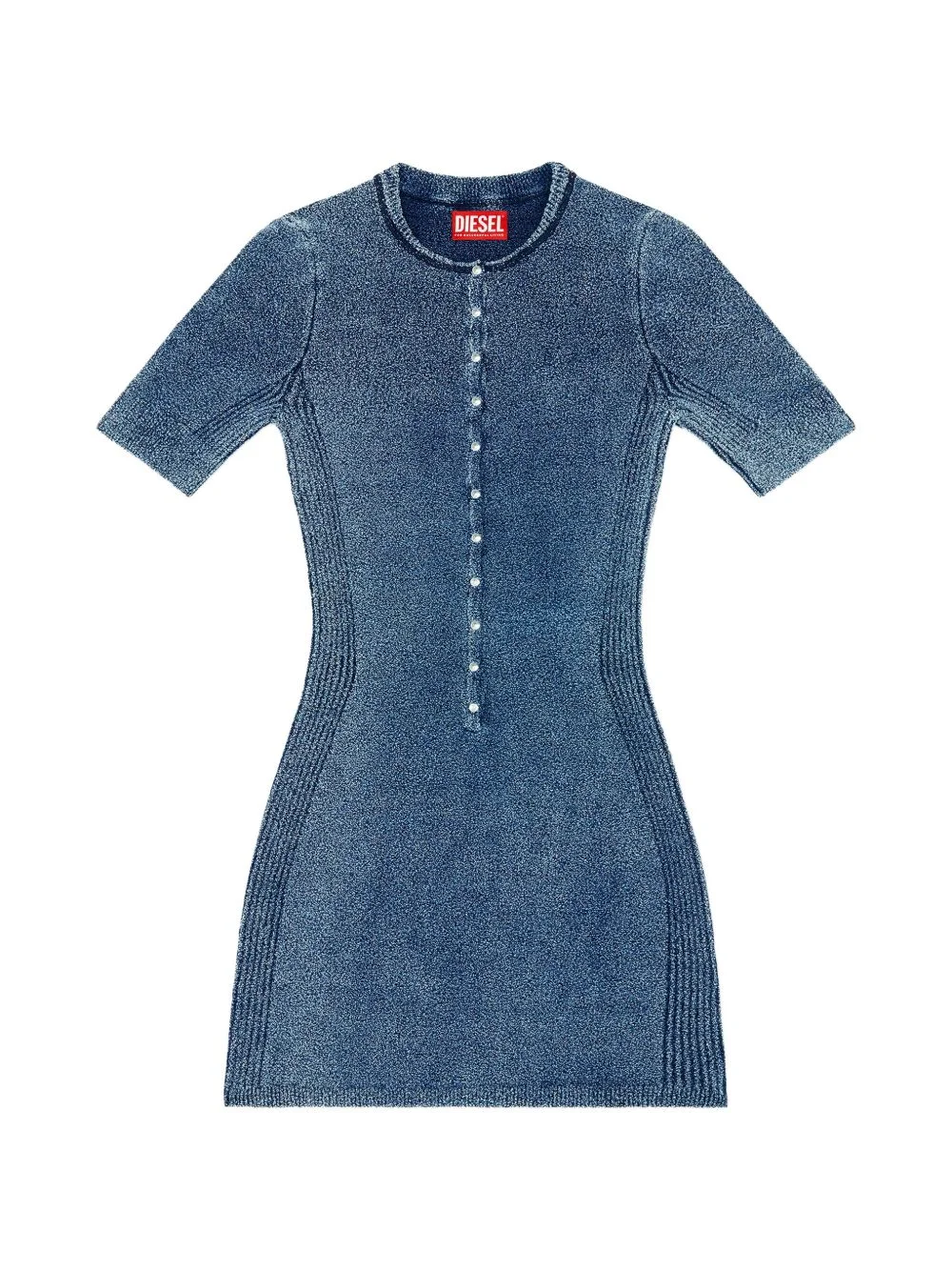 short dress in indigo bouclé knit - 1