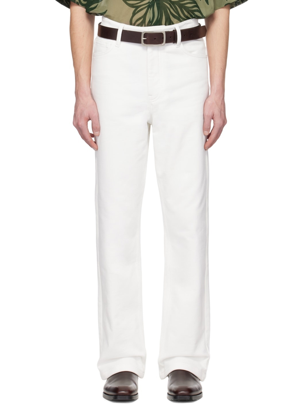 White Zip-Fly Jeans - 1