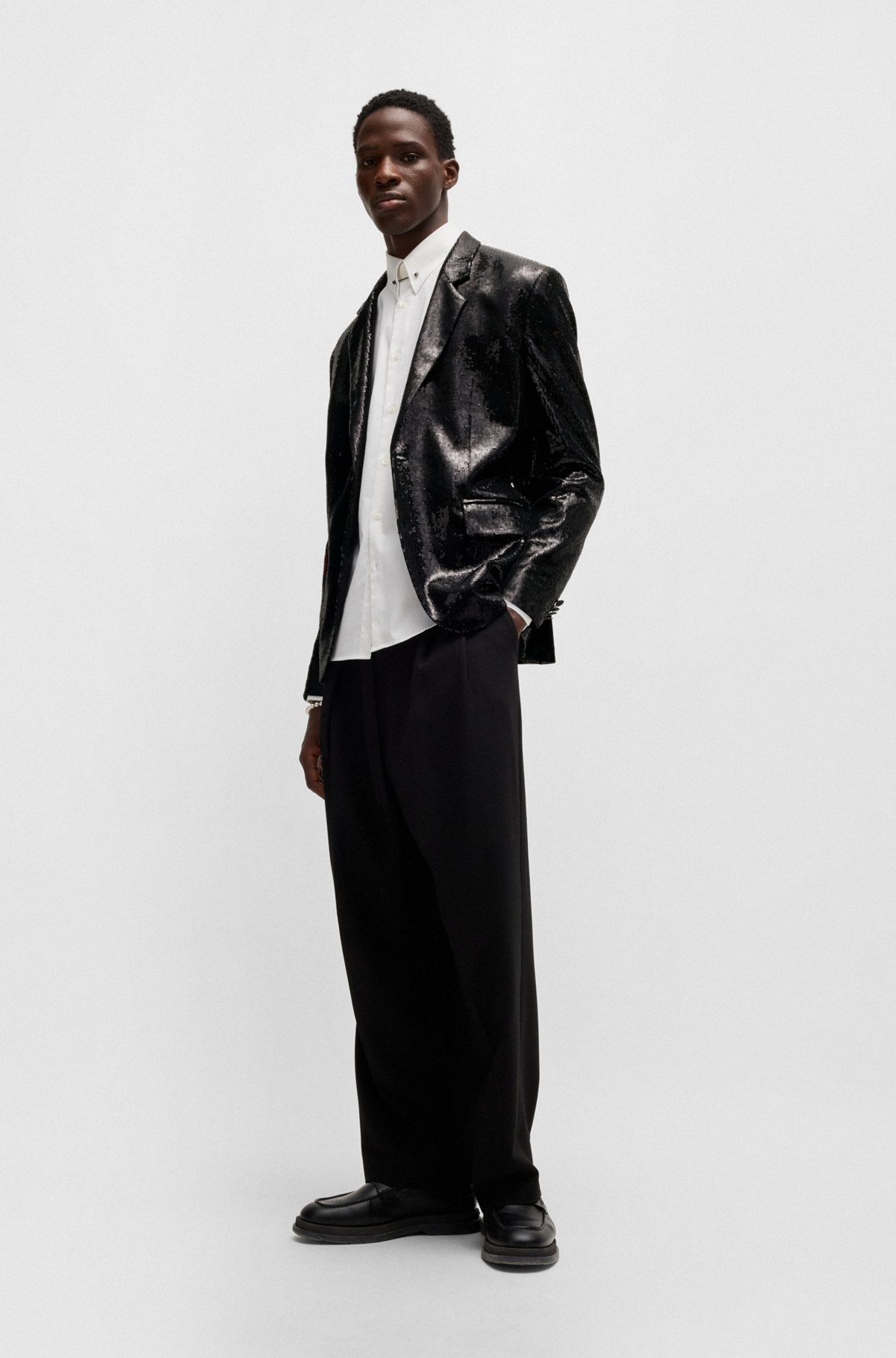 MODERN-FIT JACKET IN SEQUINNED STRETCH FABRIC - 3