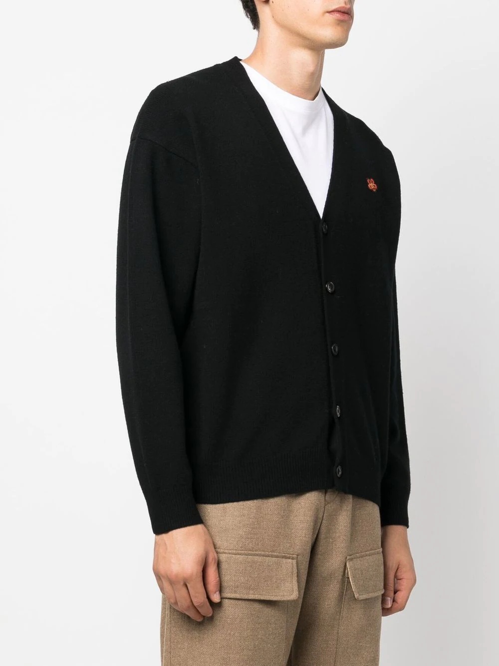 patch-detail wool cardigan - 3