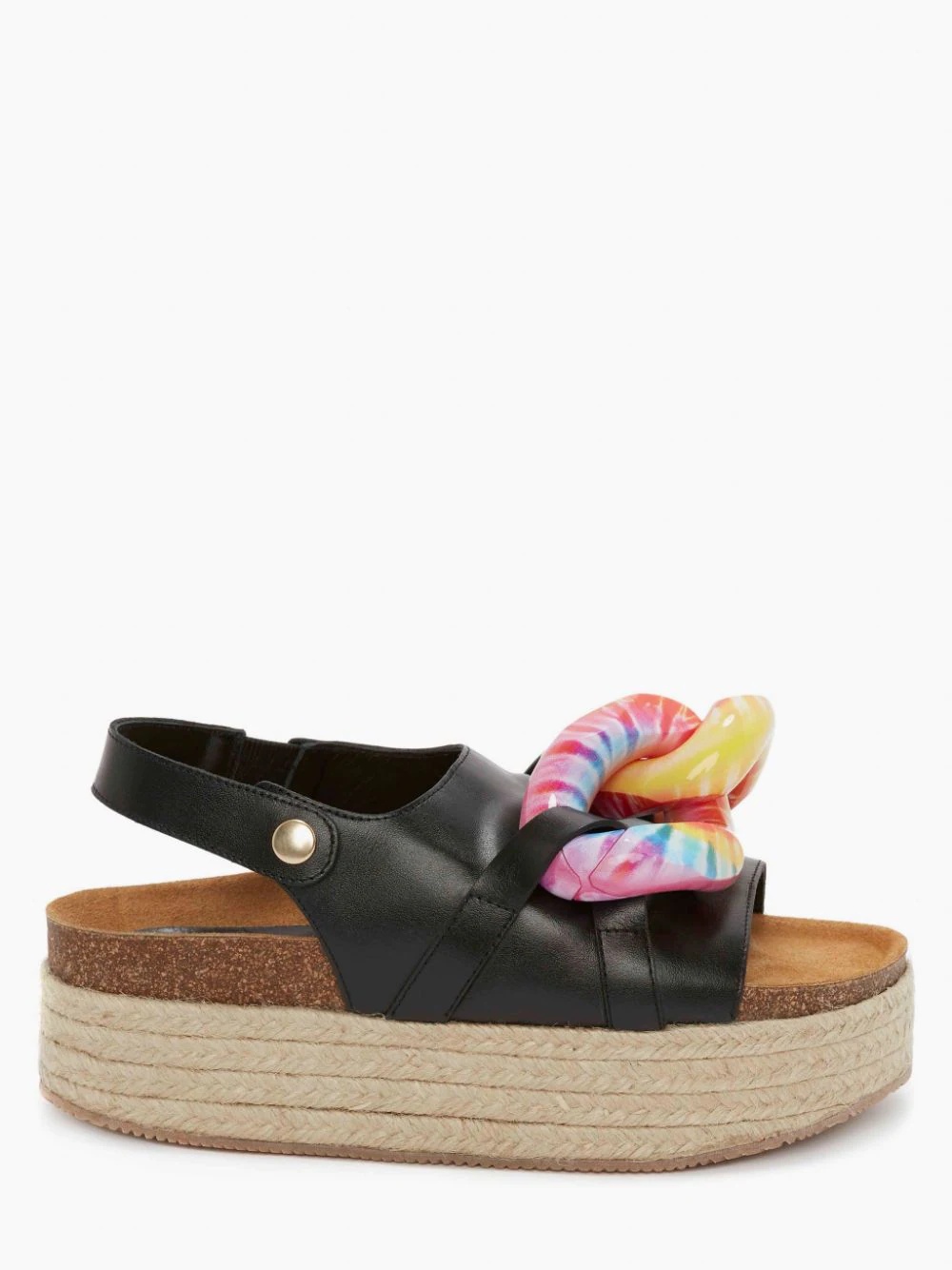 WOMEN'S CHAIN SANDALS WITH SNAP - ESPADRILLE PLATFORM - 1