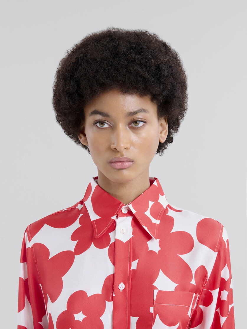 SILK SHIRT WITH RED AND WHITE DILLIES PRINT - 4