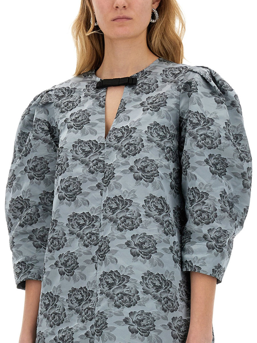 Ganni Women Floral Jacquard Mini Dress - 4