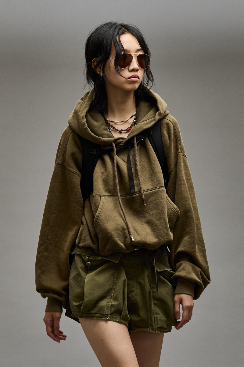 R13 BALLOON POPOVER HOODIE - DARK OLIVE outlook