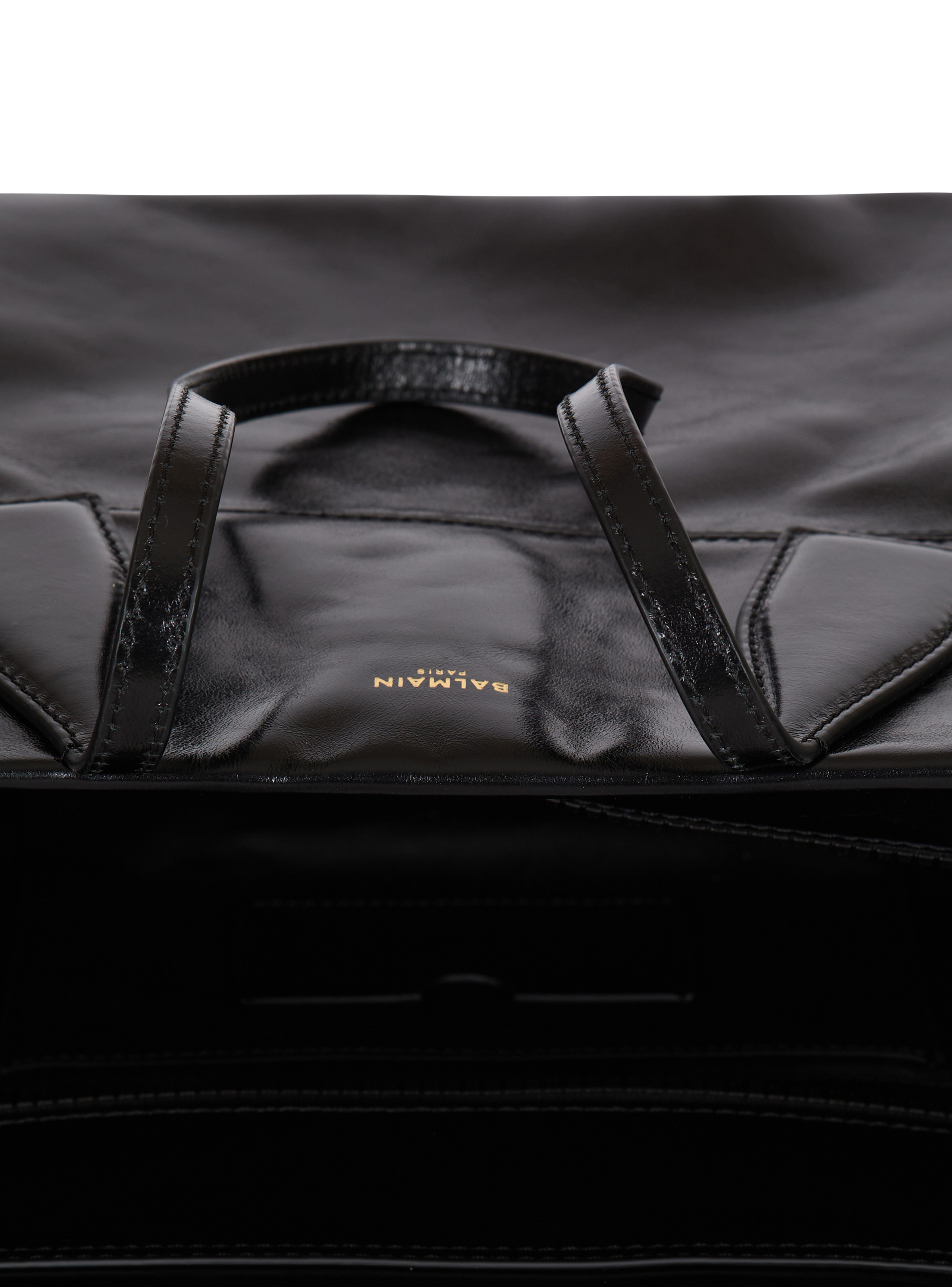 Track shiny leather tote bag - 6