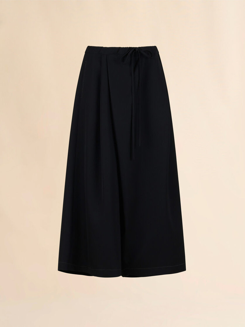 BLACK BATAVIA WOOL LOW-CROTCH TROUSERS 1