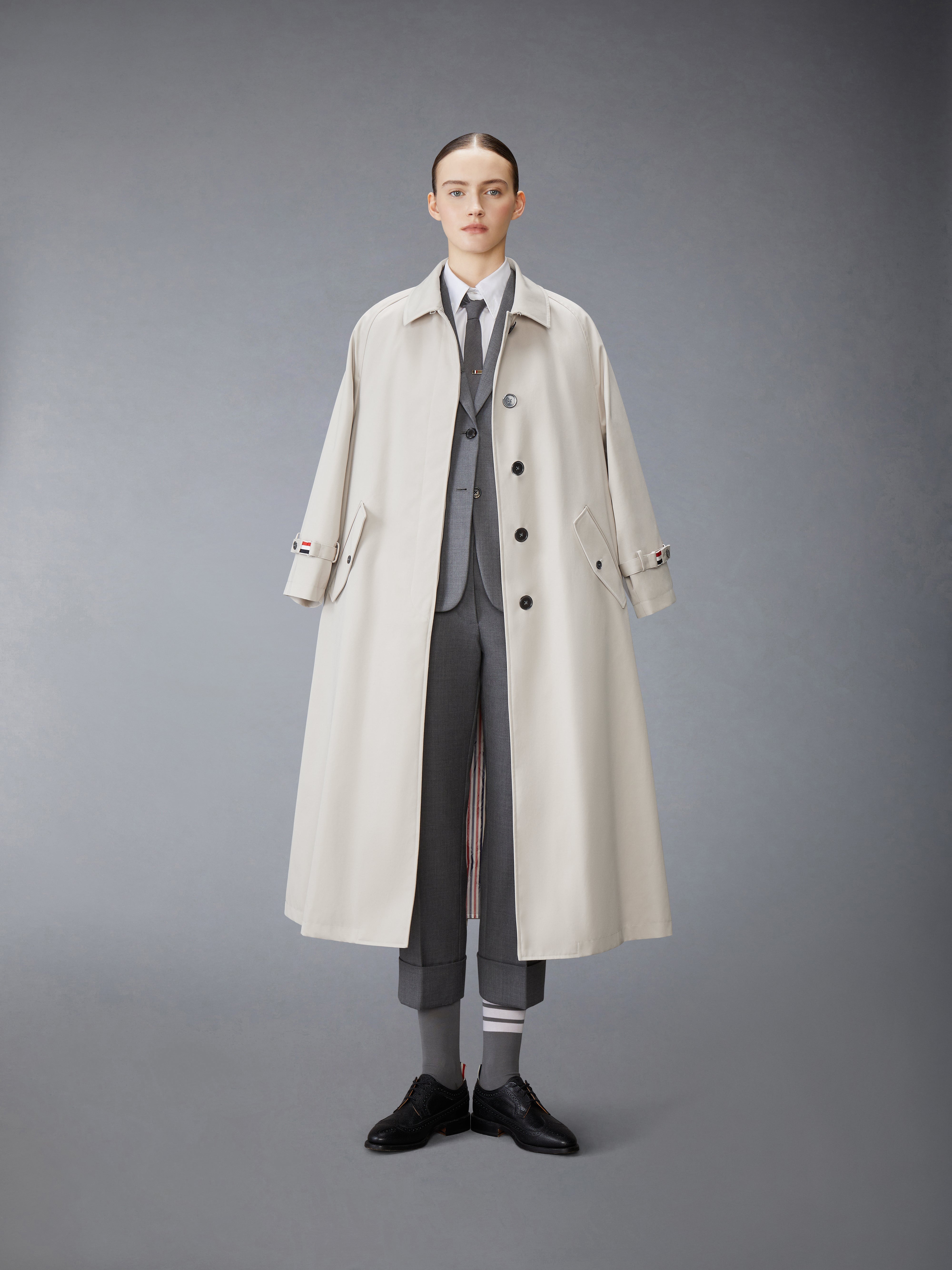 WATERPROOF COTTON TWILL RAGLAN TRENCH OVERCOAT - 5