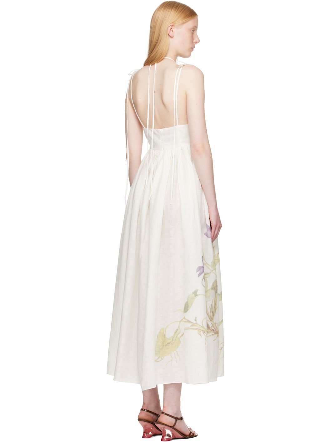 Off-White Strappy Fit & Flare Midi Dress - 3