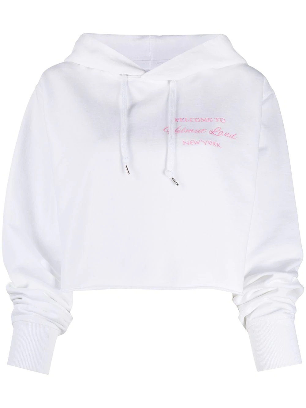 cropped slogan embroidered hoodie - 1