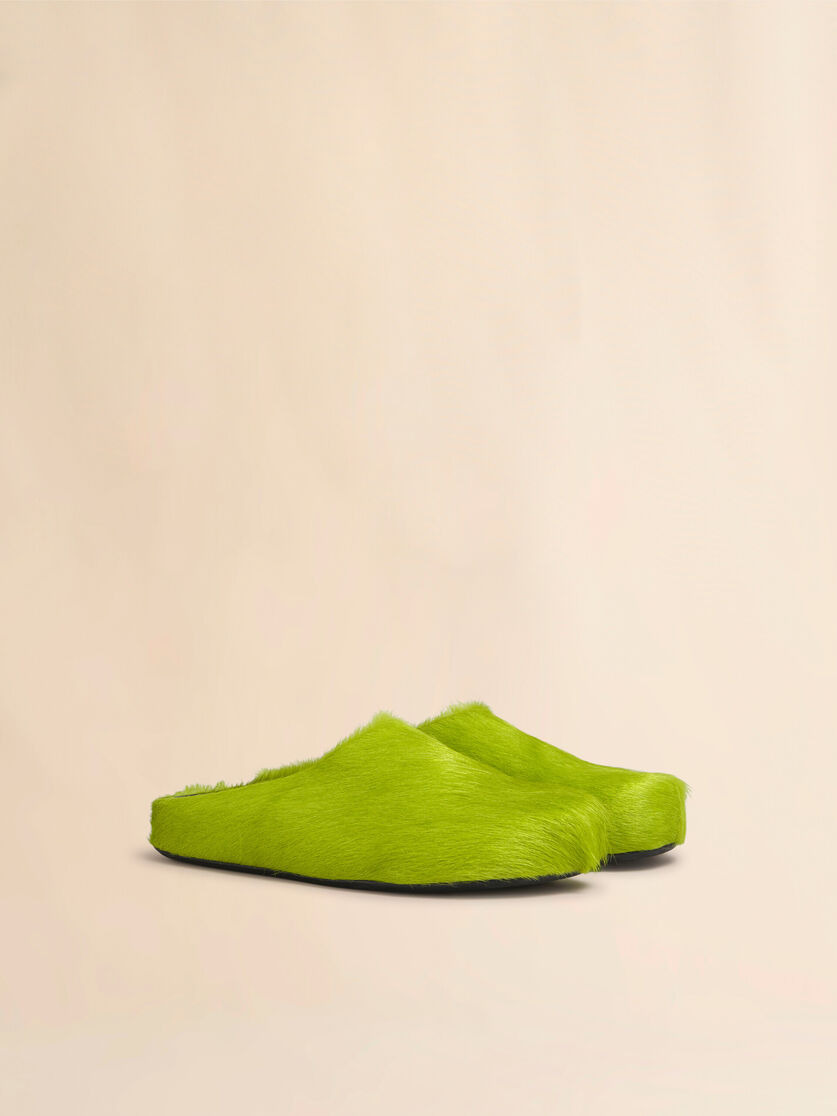 GREEN LONG HAIR CALFSKIN FUSSBETT SABOT - 2