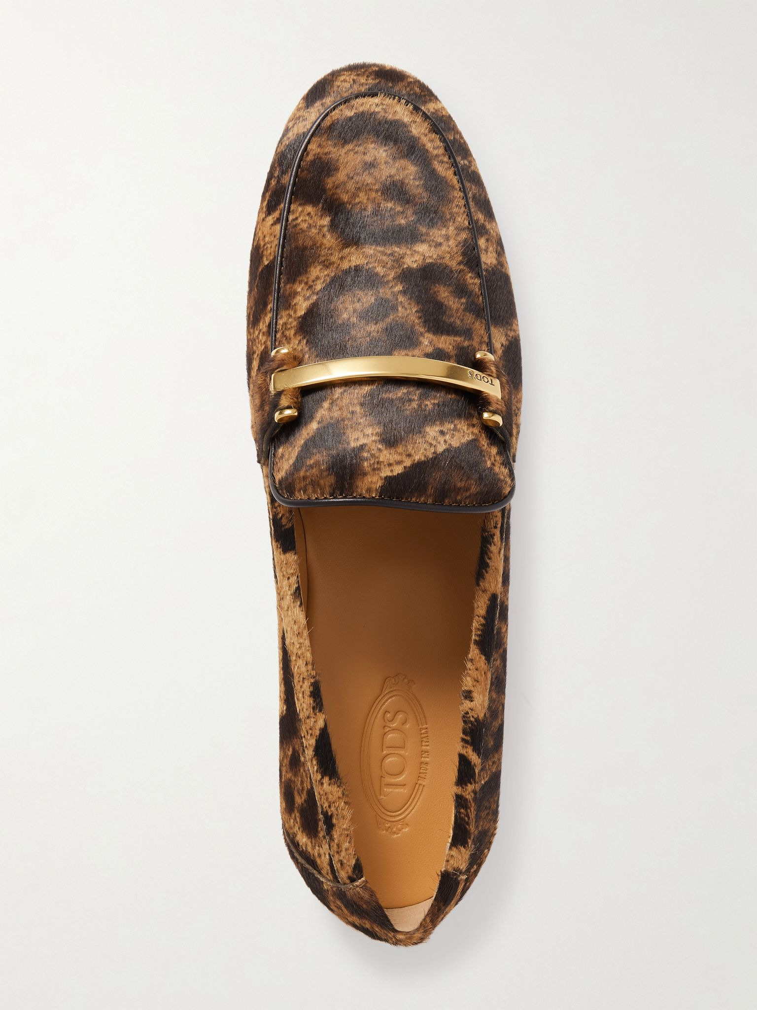 Embellished leopard-print calf hair loafers Leopard print - 5