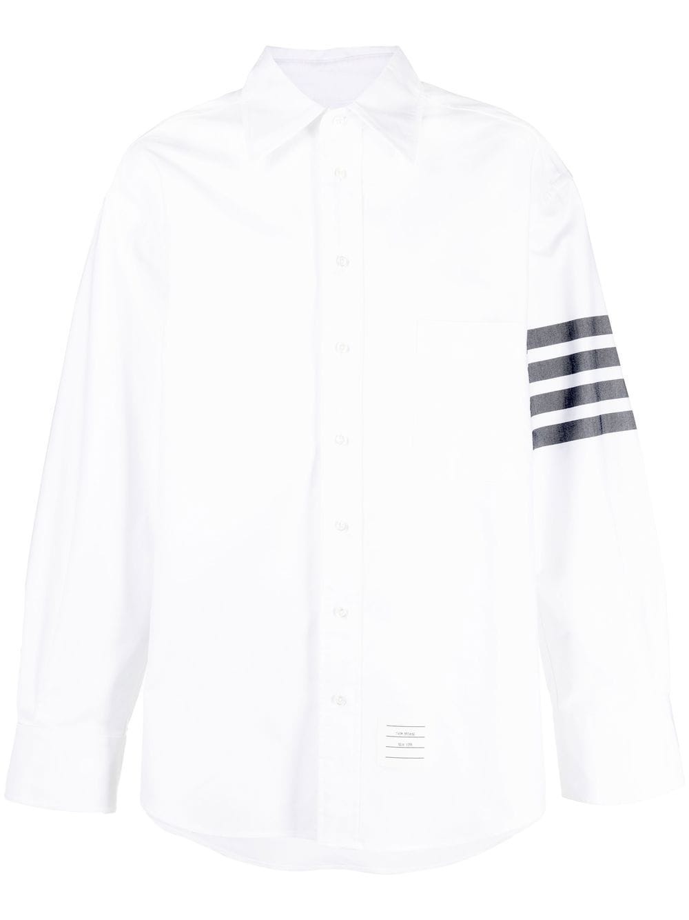THOM BROWNE MEN OVERSIZED LONG SLEEVE BUTTON DOWN SHIRT IN SOLID OXFORD WITH WOVEN 4 BAR - 5