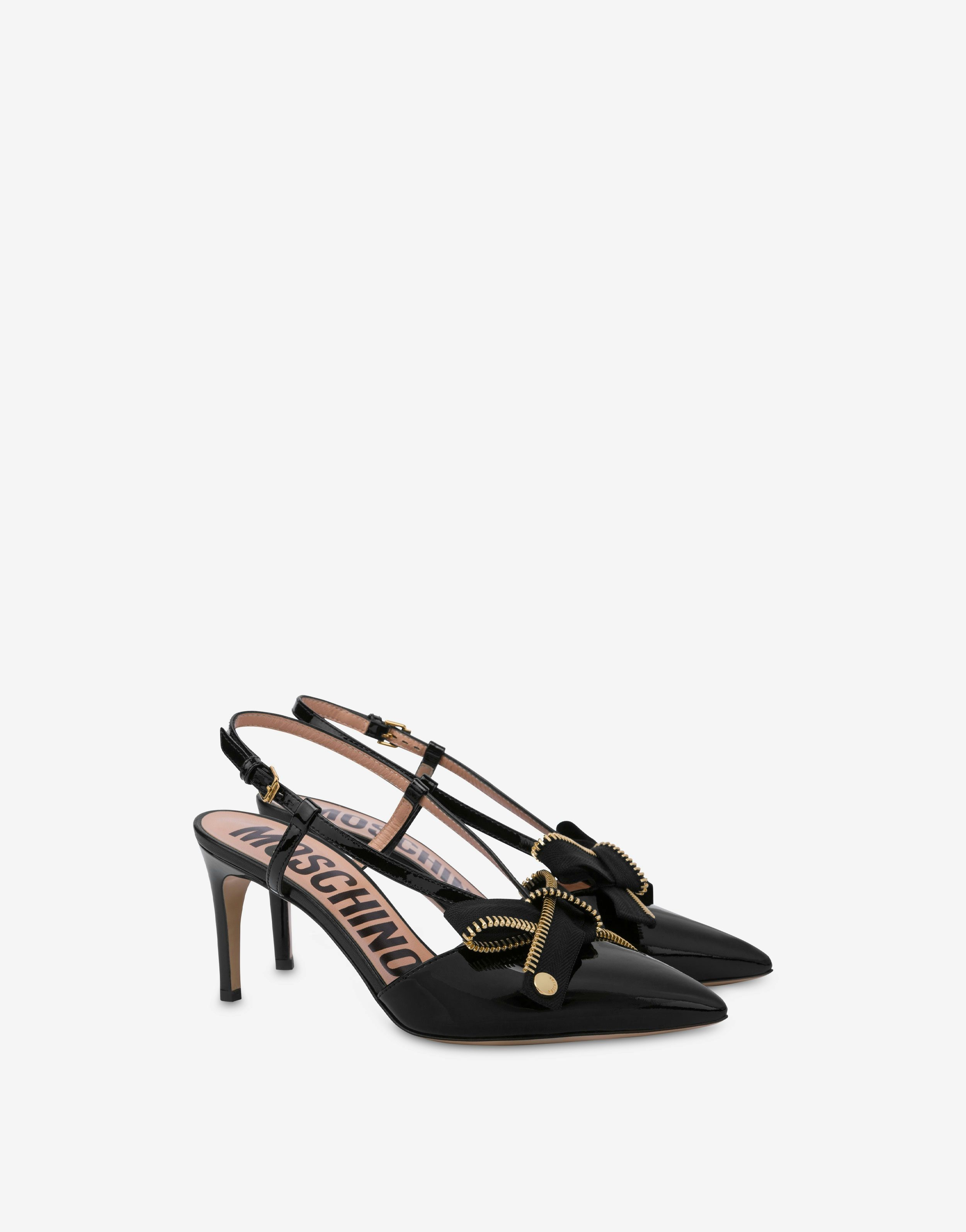 BOW ZIP PATENT LEATHER SLINGBACKS - 1