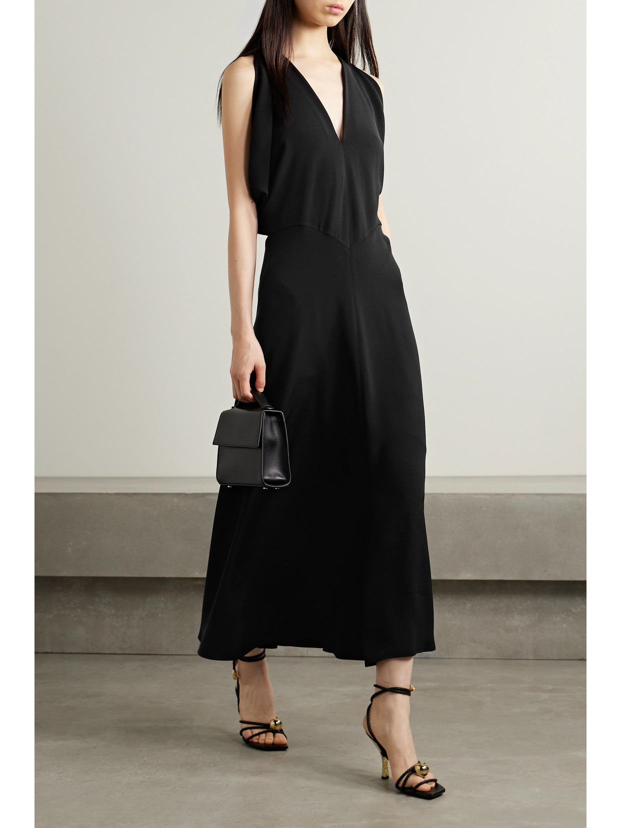Milena Draped Silk Midi Dress - 2