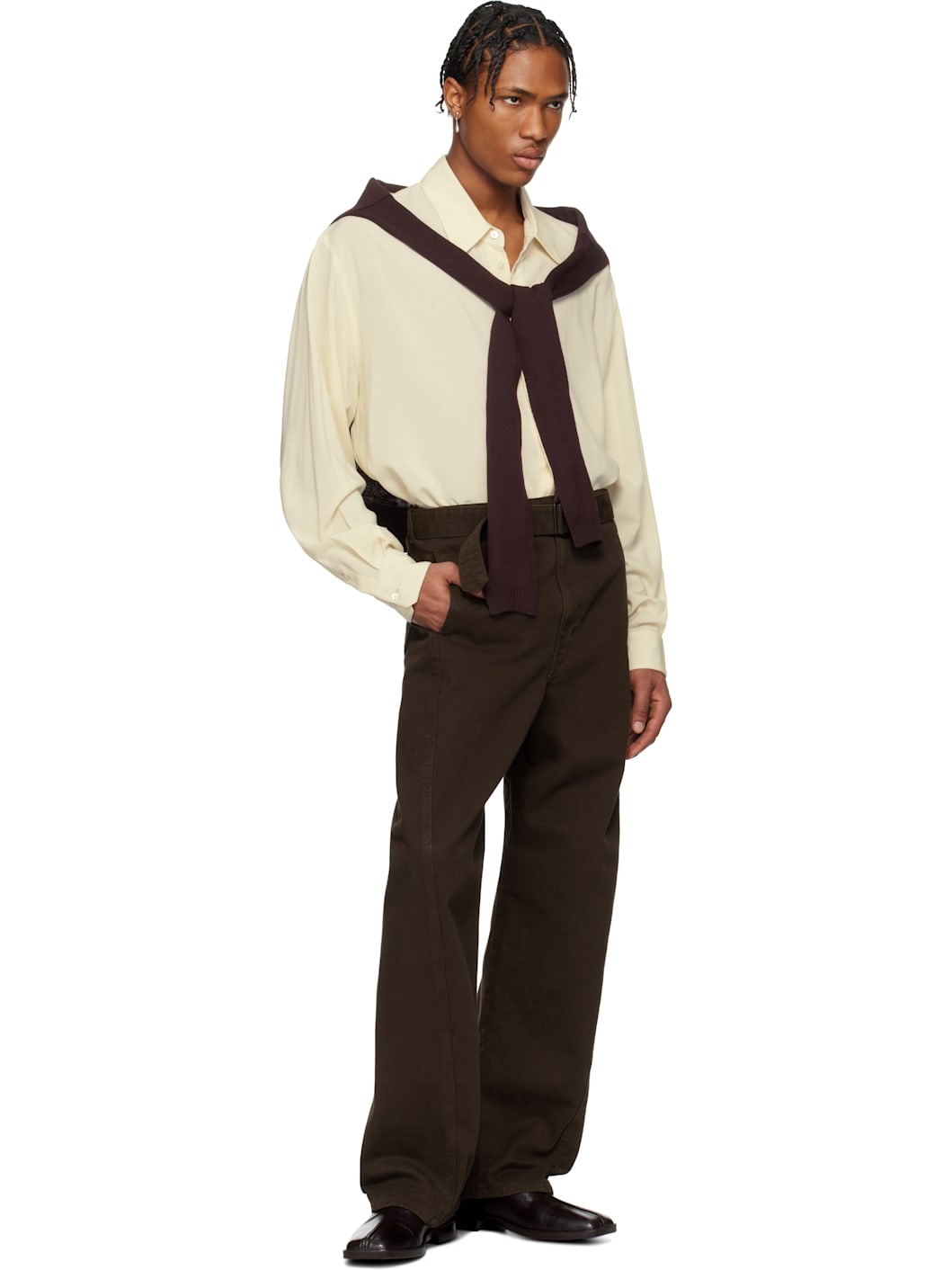 Burgundy Trompe L'oeil Scarf - 3
