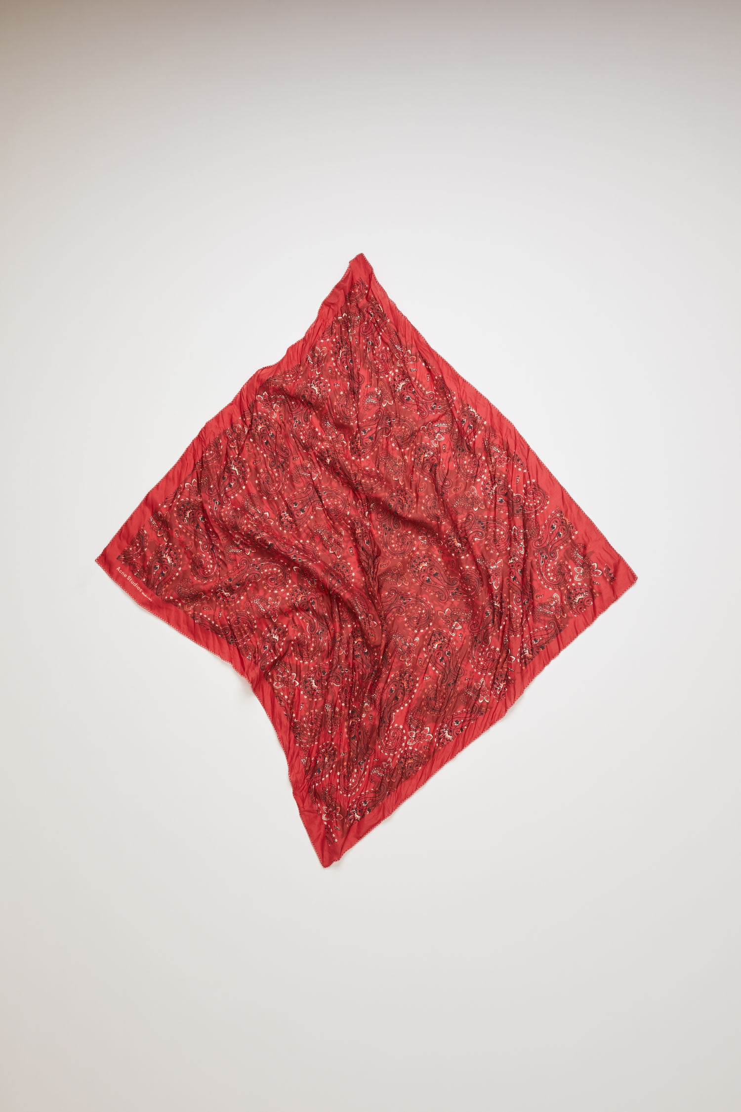 Crinkled cotton-blend bandana red - 1