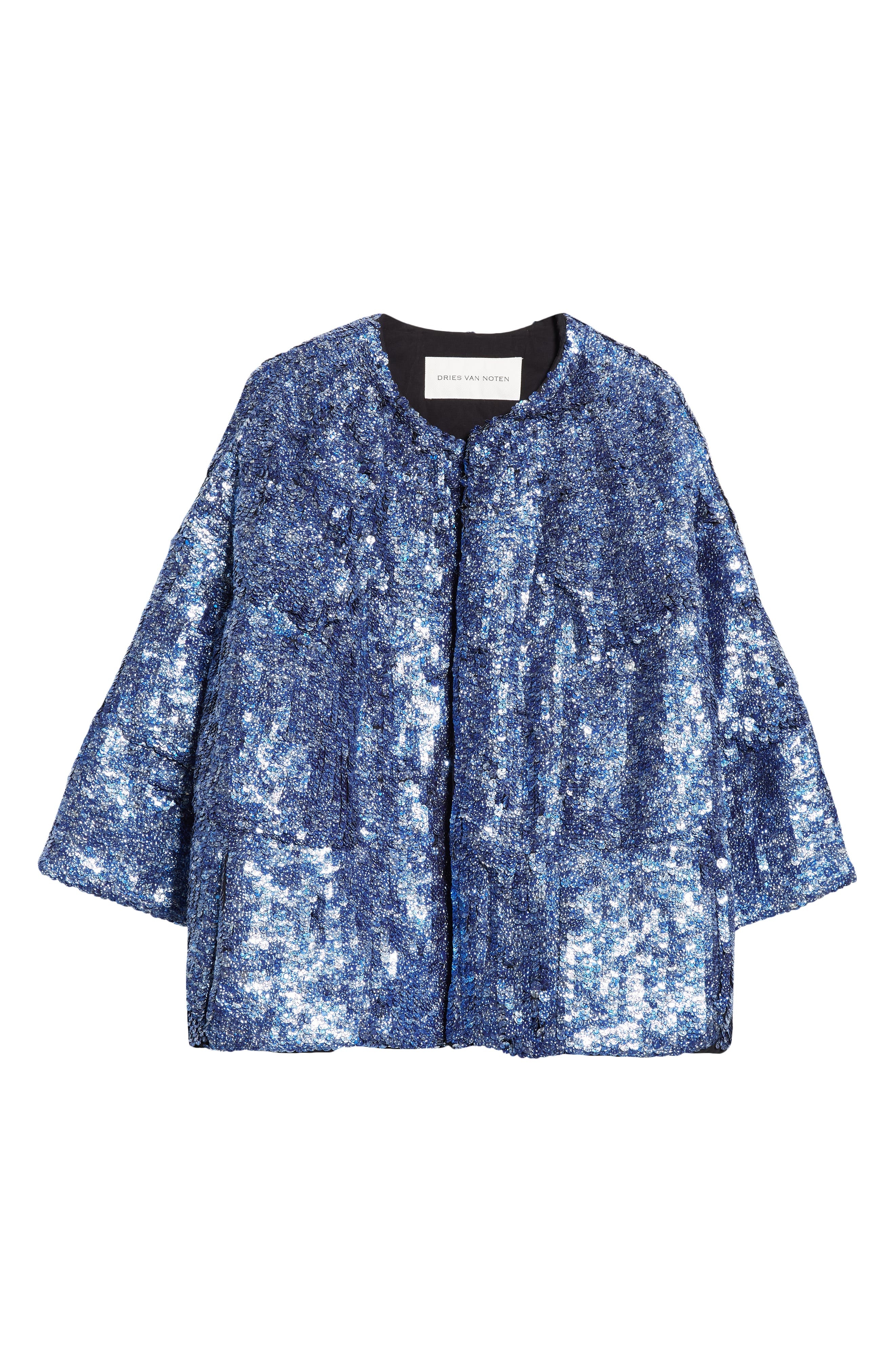 Dries Van Noten Embellished Cocoon Jacket in Blue at Nordstrom - 7
