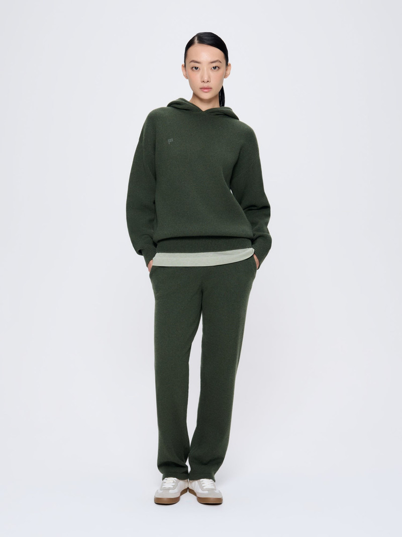 PANGAIA Womens Recycled Cashmere Tapered Track Pants - Rosemary Green outlook
