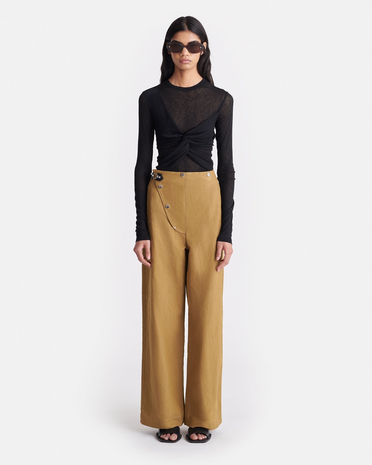 Draped Mesh Jersey Top - 4