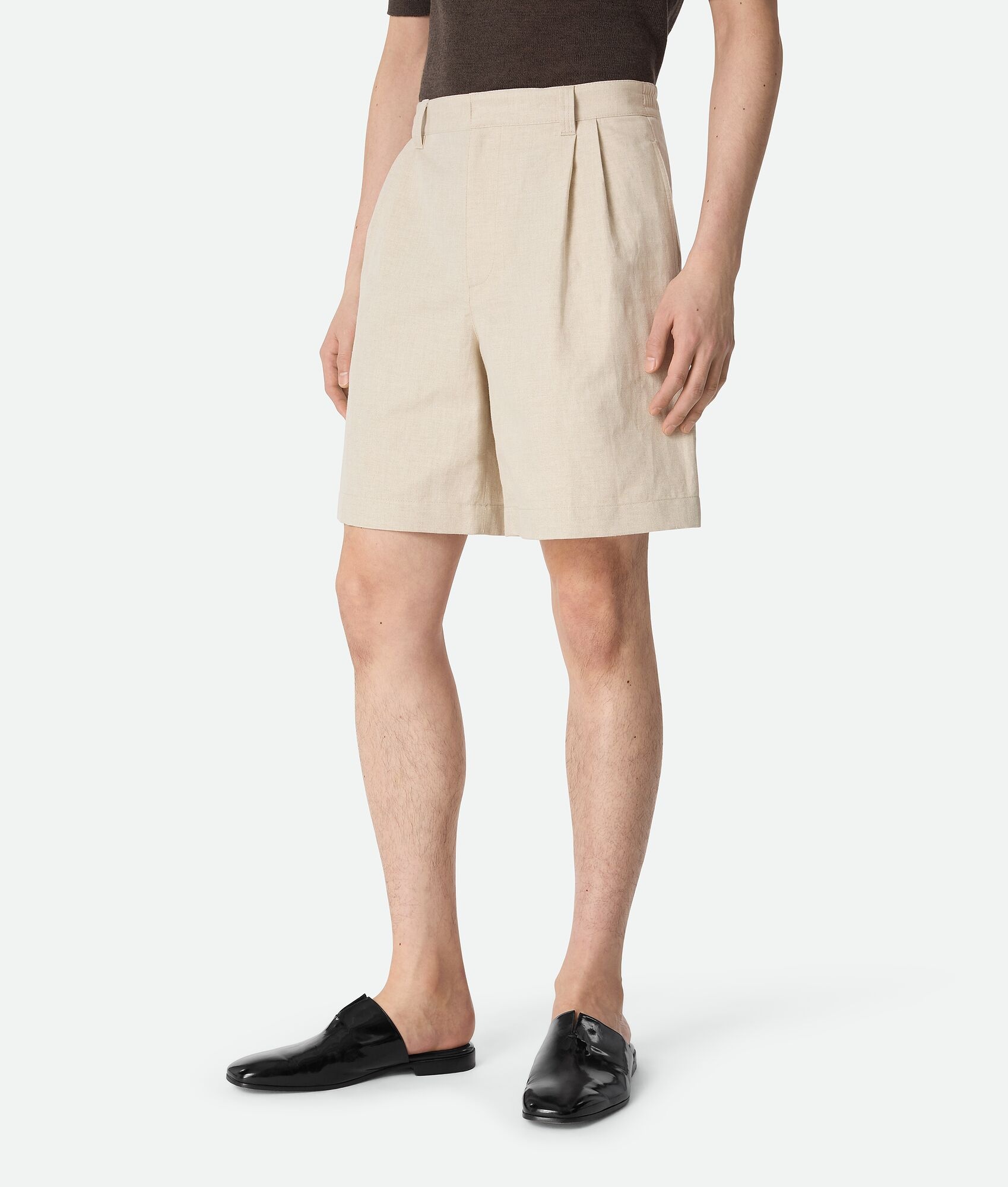 Cotton And Linen Twill Shorts - 2