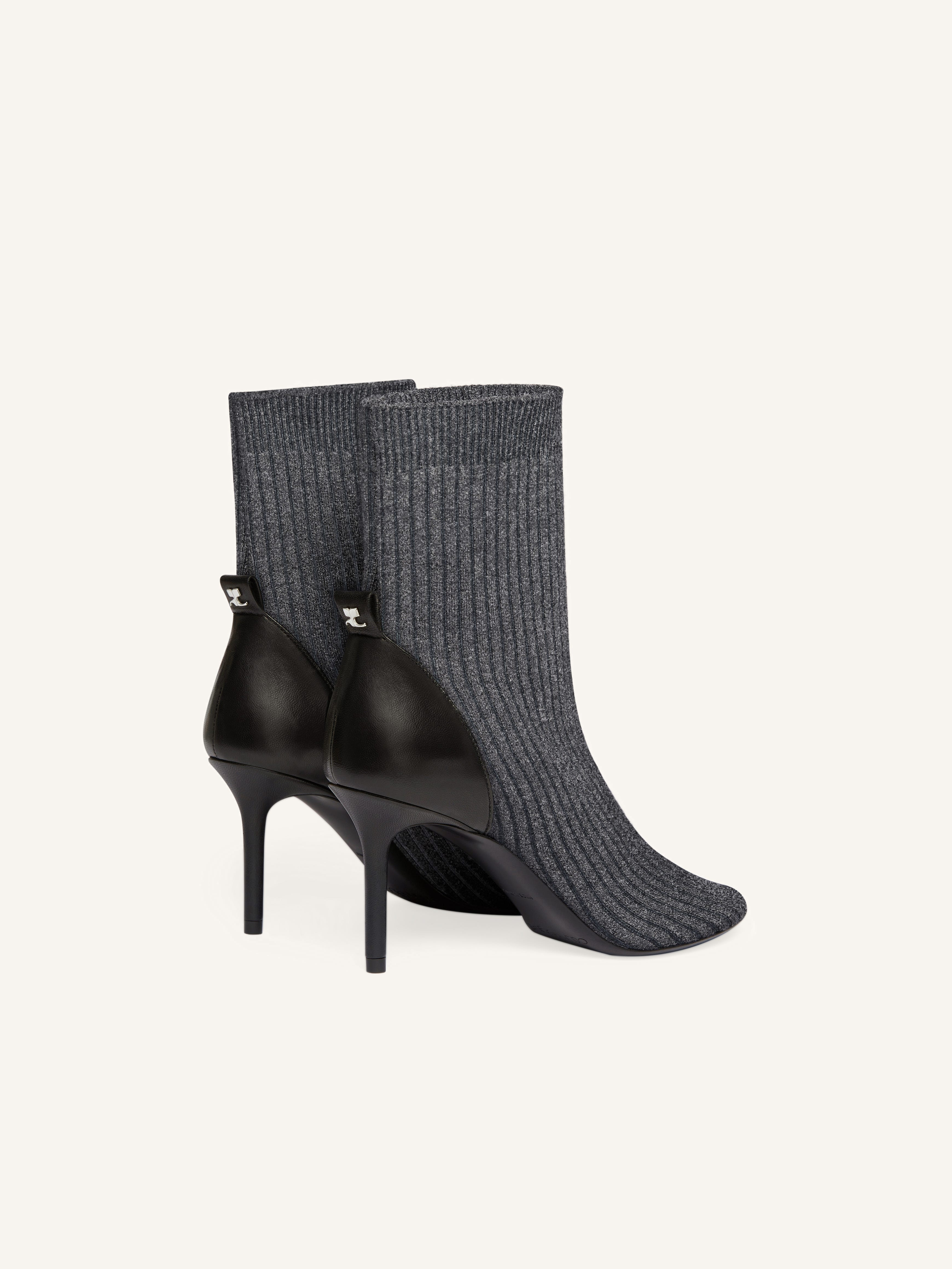 NUDE RIB KNIT ANKLE BOOTS - 3
