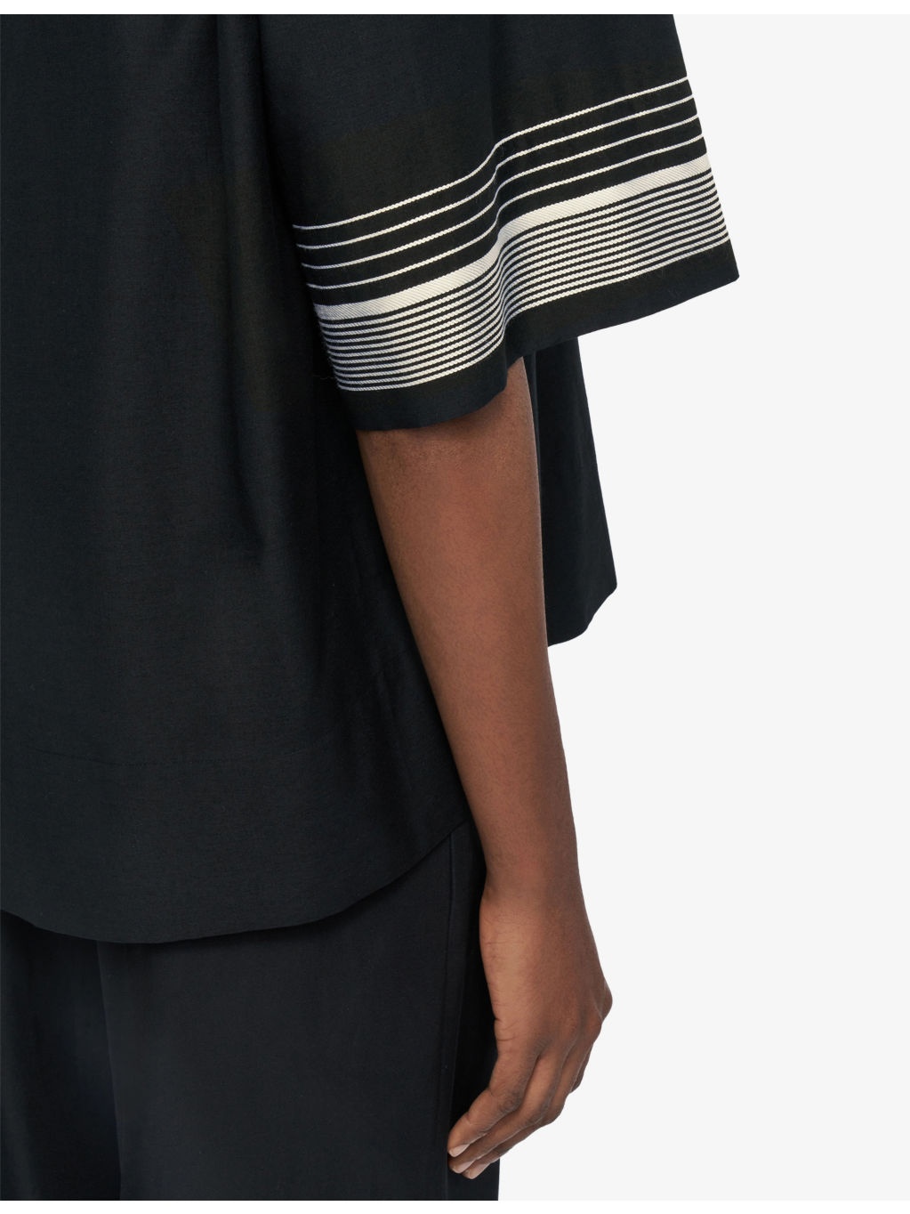 Leopold Embroidered-Stripe Short-Sleeve Cotton And Silk-Blend Blouse - 5
