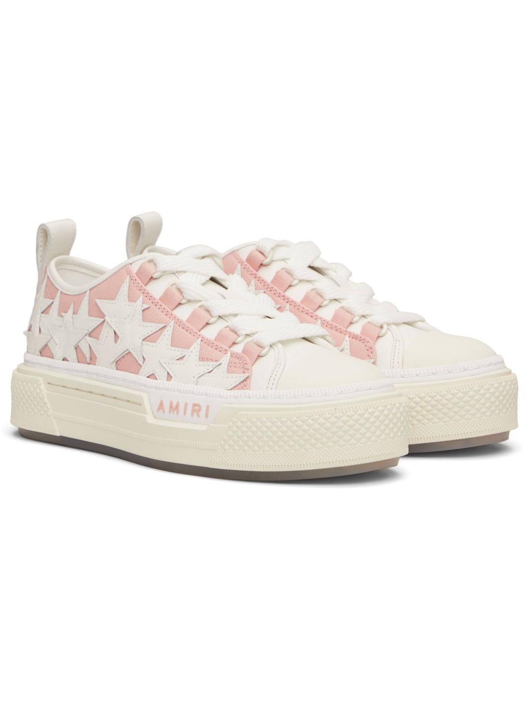 Pink & White Stars Court Low Sneakers - 4
