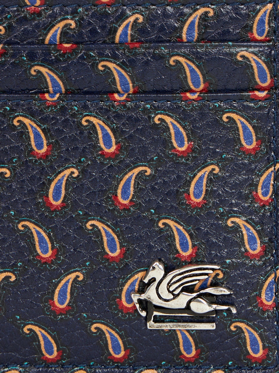 MICRO PAISLEY LEATHER CARD HOLDER WITH PEGASO - 3