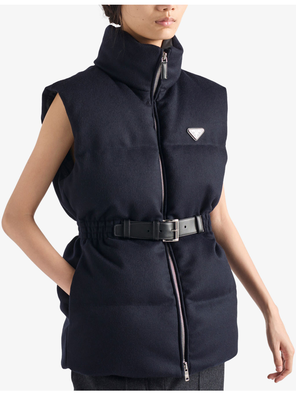Branded High-Neck Wool-Down Gilet - 3