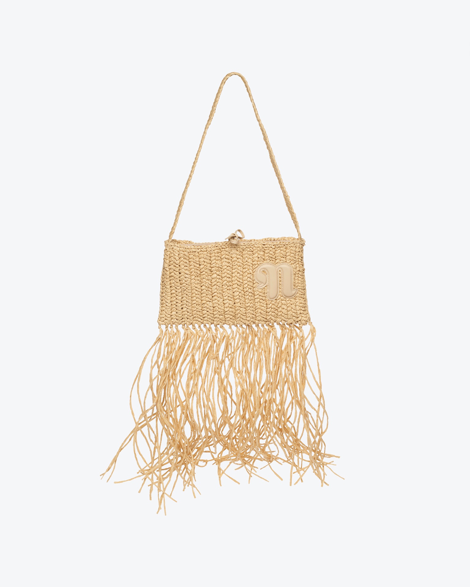 THE FRINGE BAGUETTE - Fringed raffia bag - Natural/almond - 1