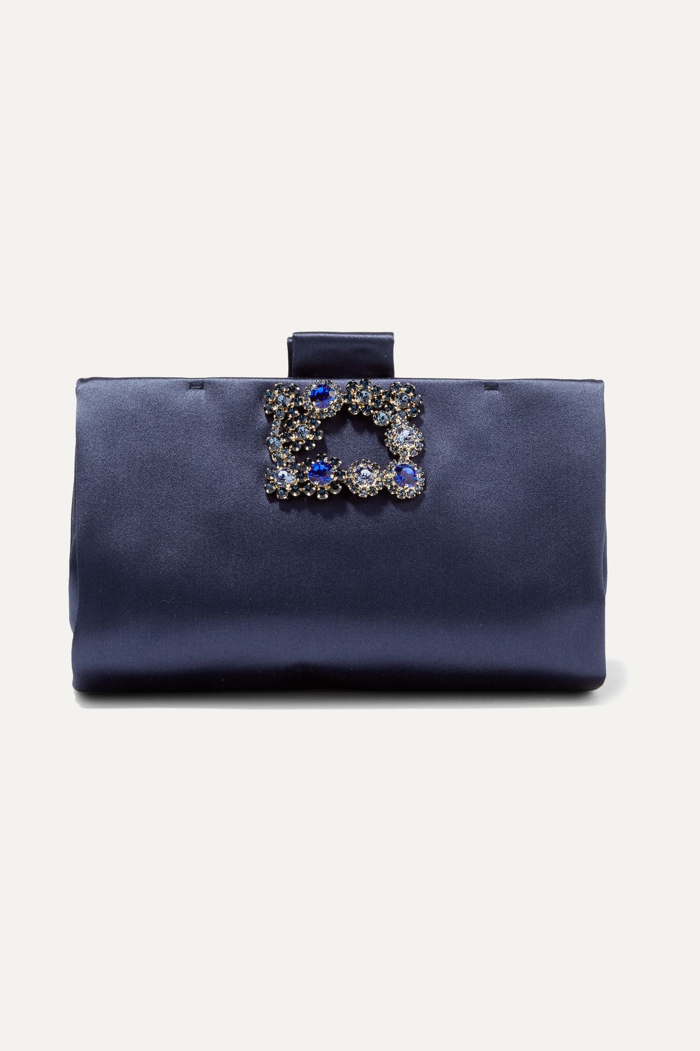 Crystal-embellished satin clutch  - 1