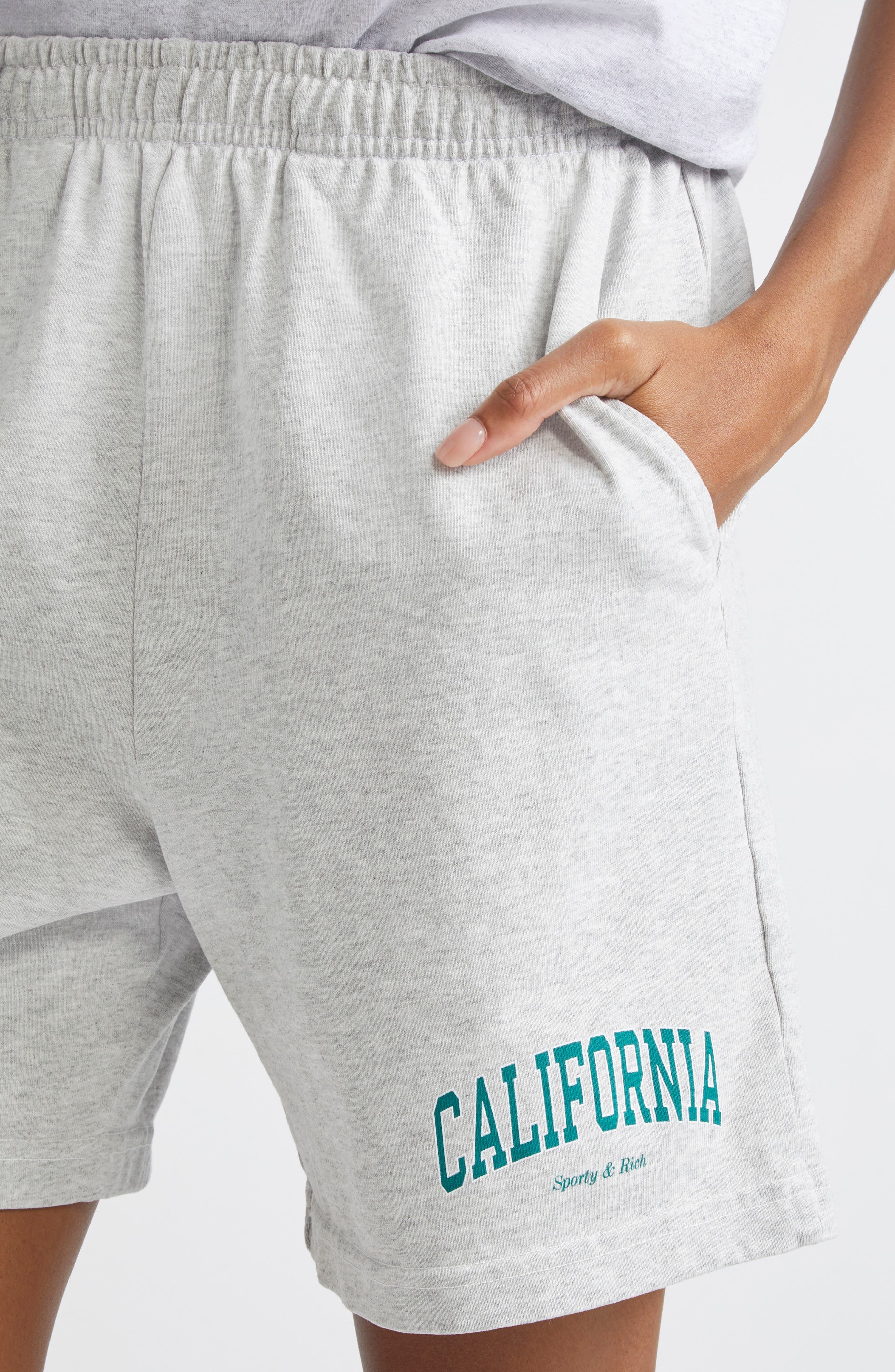 Sporty & Rich California Gym Shorts in Heather Gray at Nordstrom - 5
