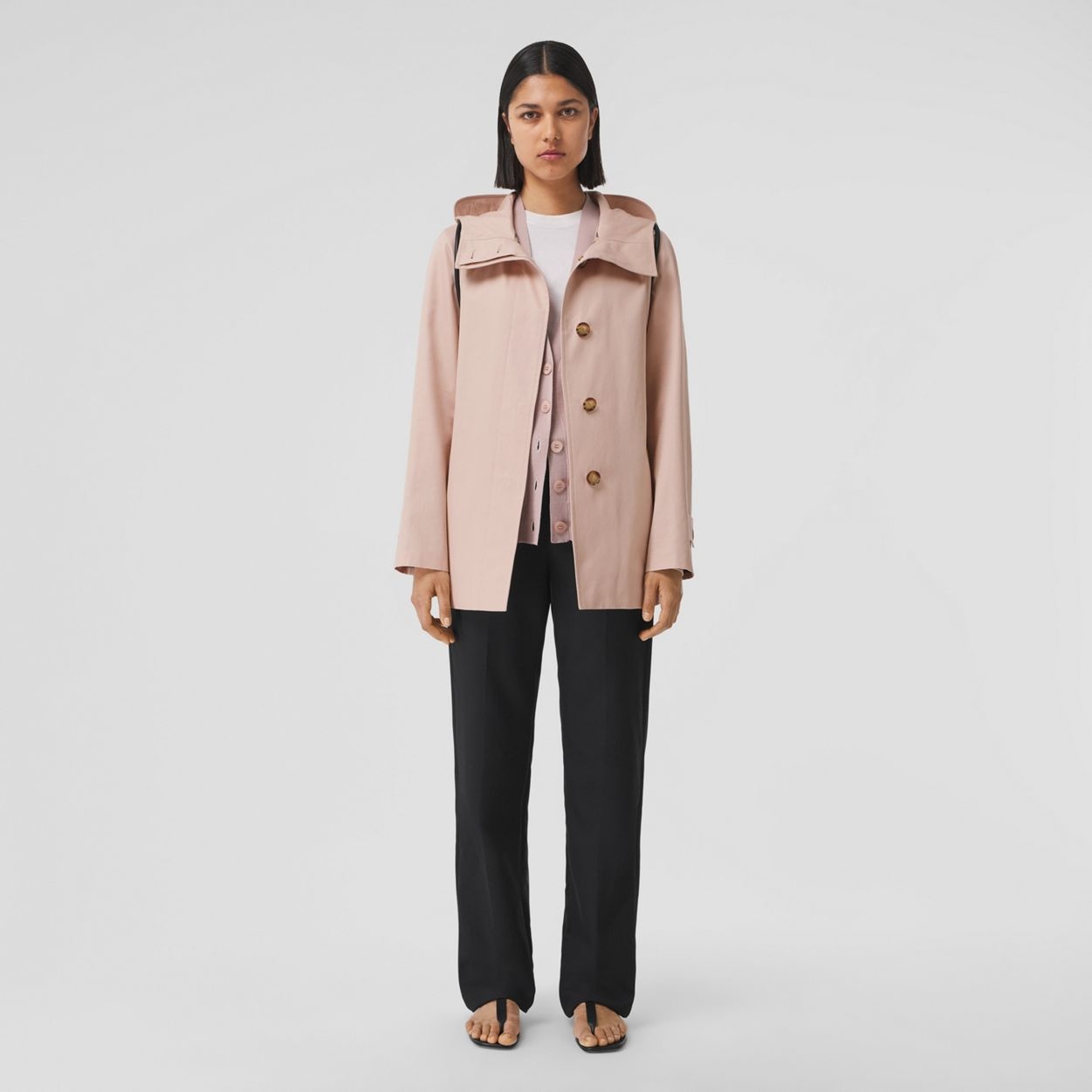 Cotton Gabardine Hooded Car Coat - 6