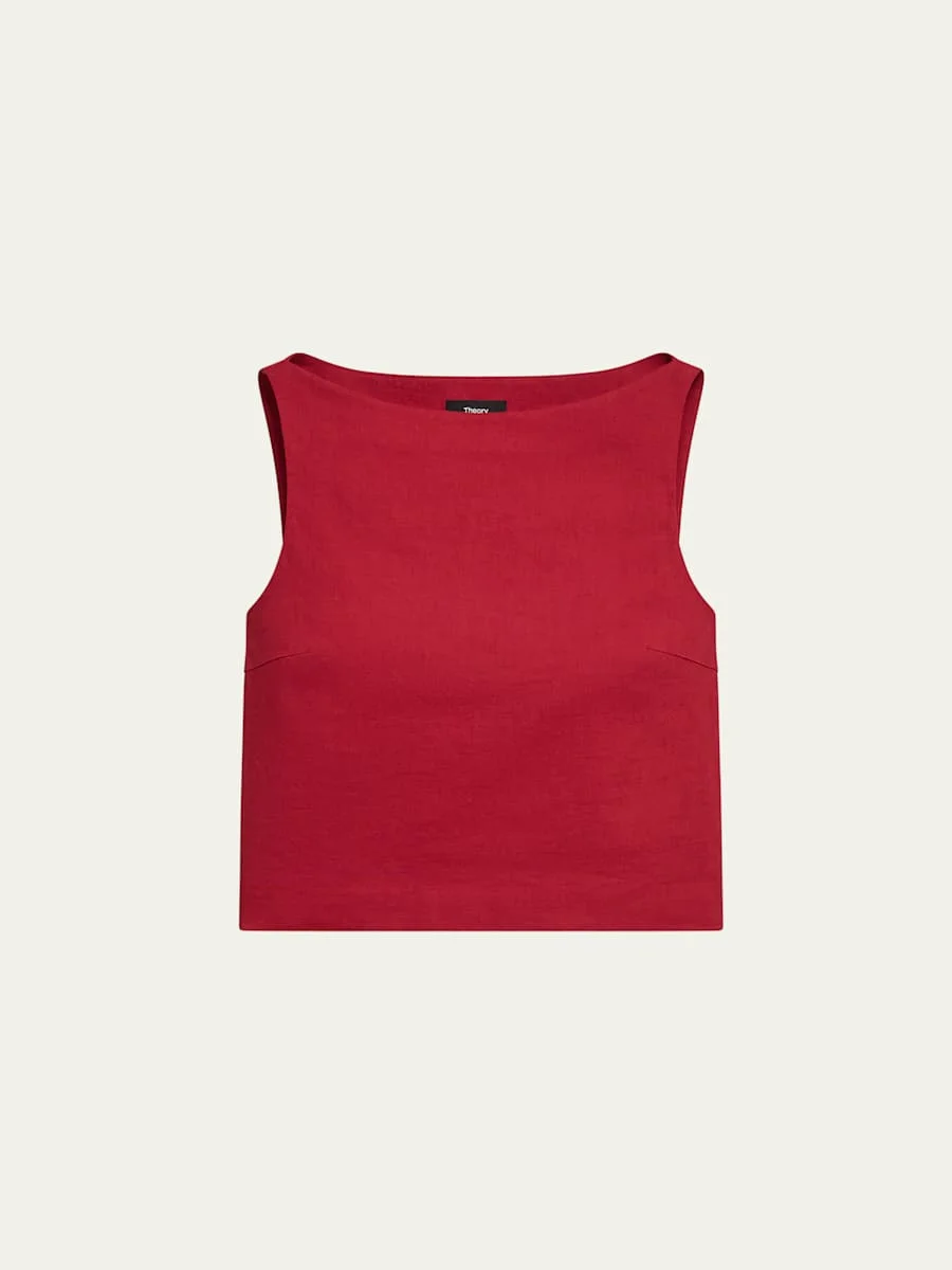 Sleeveless Bateau-Neck Top - 1