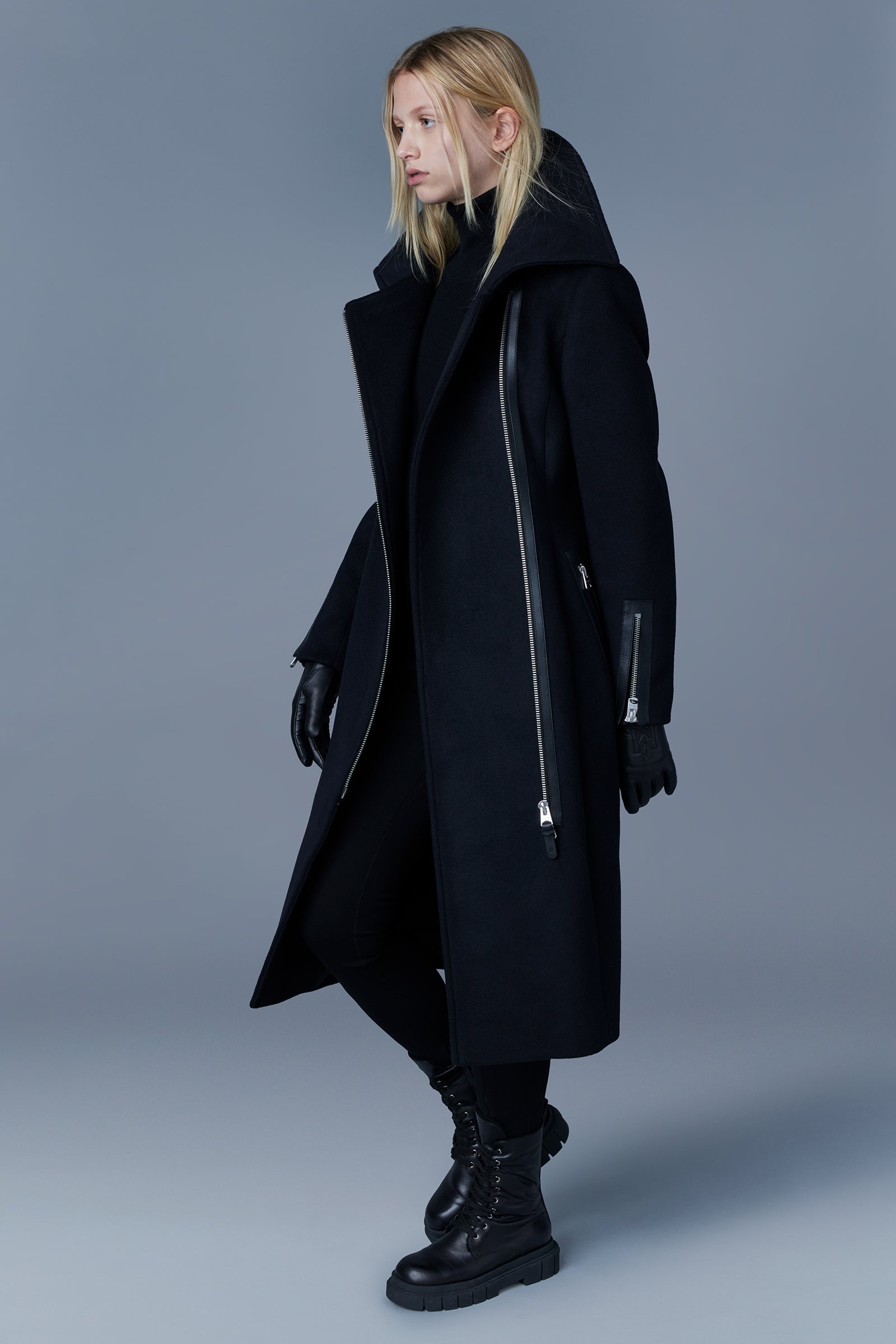 KAMILA double face wool and cashmerel coat with sash belt - 5